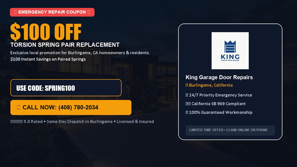 $100 OFF Heavy-Duty Torsion Spring Pair Replacement in Burlingame, CA